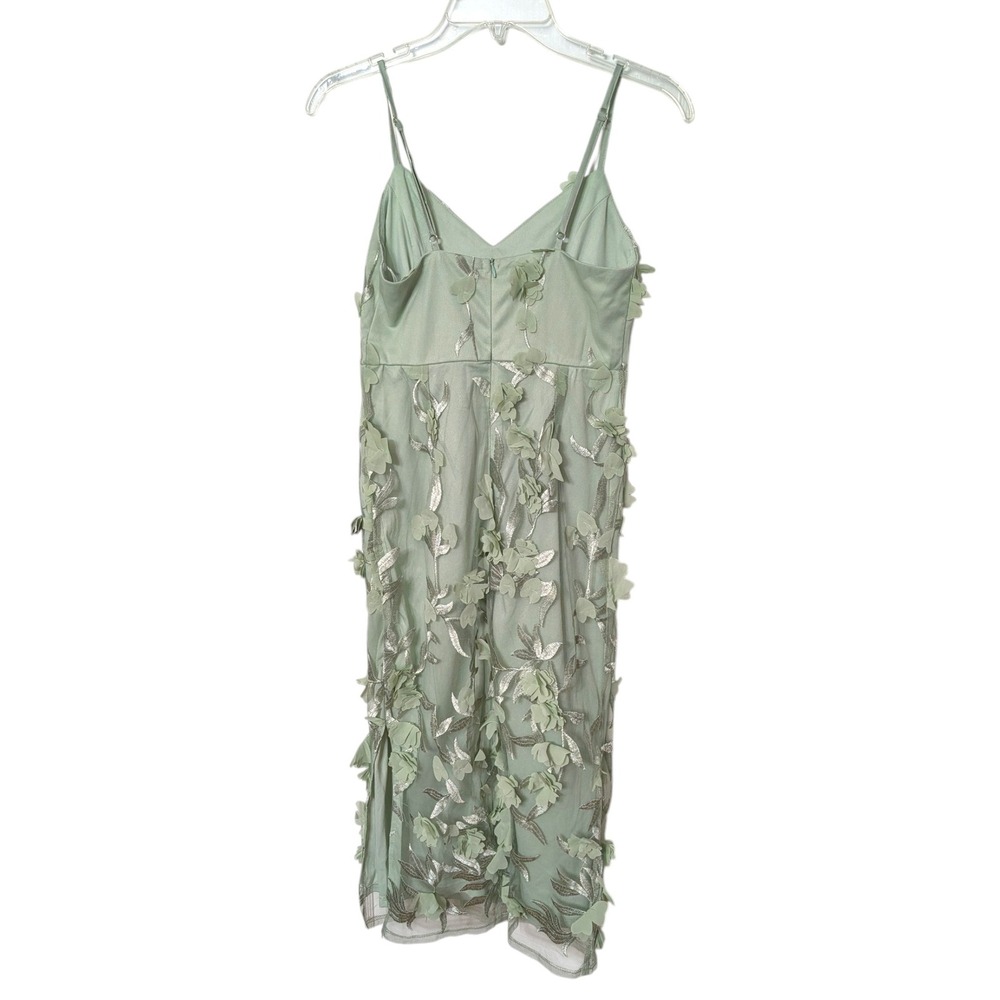 Lulus Adoration Sage Green 3D Floral Embroidered Midi Dress Size Small NWT - Picture 5 of 10